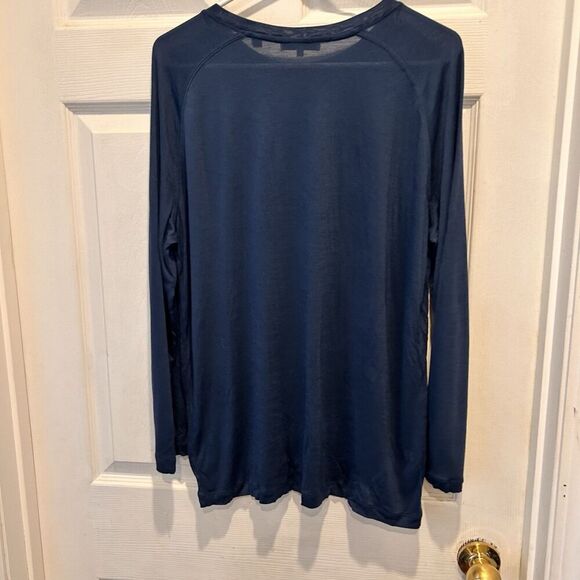 Vince‎ Teal Green Soft Stretch Long Sleeve Top Size Large Viscose Quiet Luxury - Picture 5 of 6